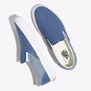 Vans Bayan Kaykay Ayakkabısı Chambray Slip-On Lacivert/Beyaz | 60496-971